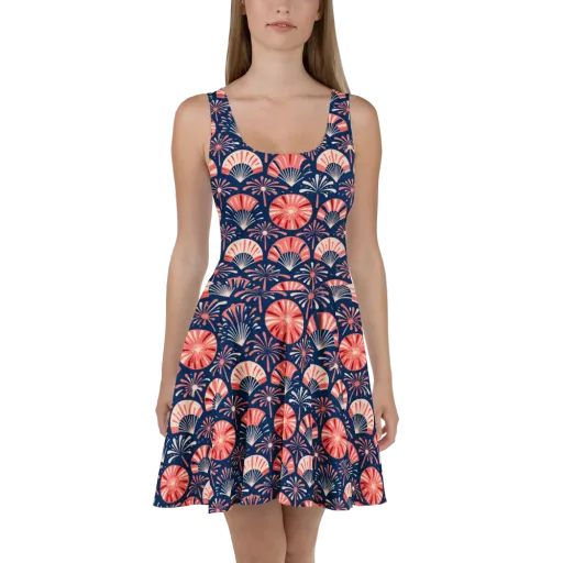 Navy Bloom Parade on a Skater Dress
