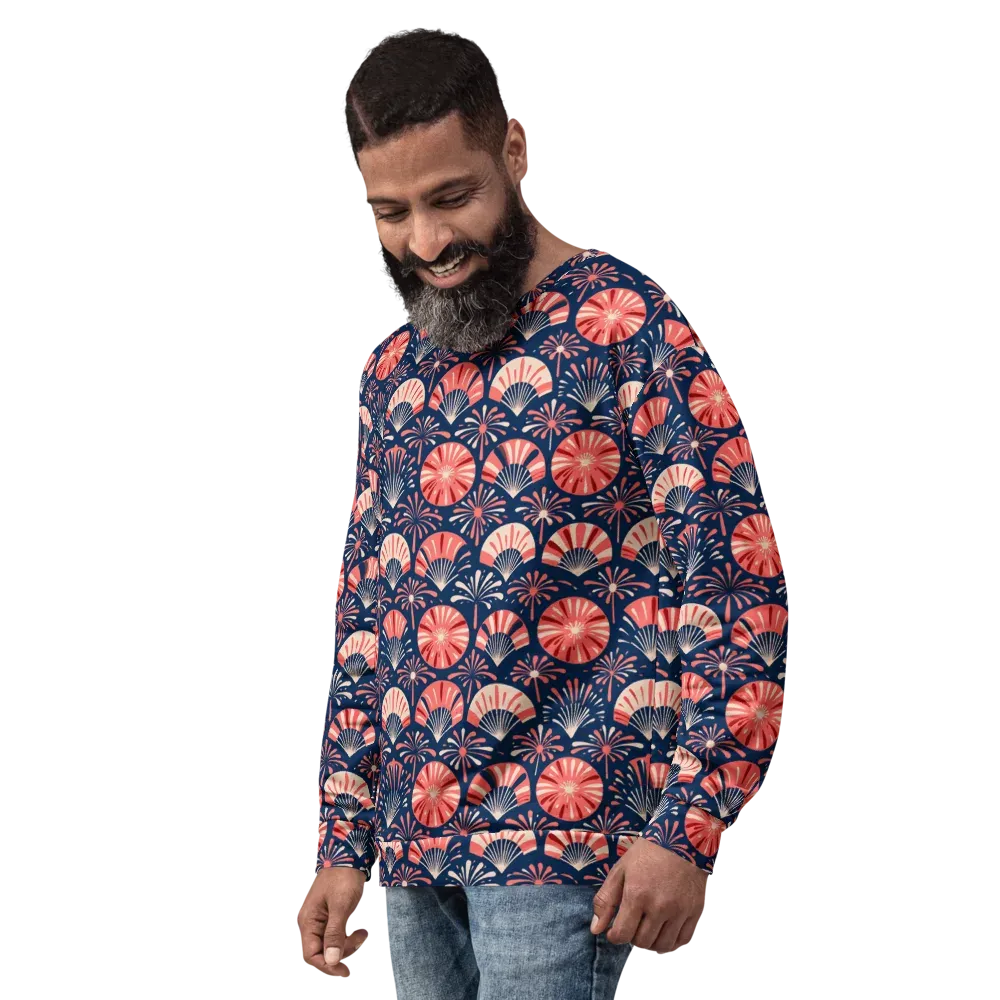 Navy Bloom Parade on Sweatshirt — Left Front
