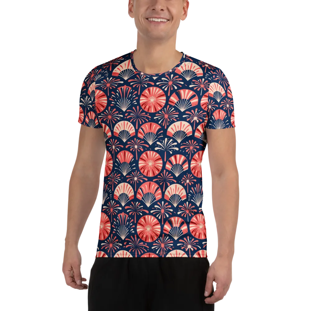 Navy Bloom Parade on Men's Athletic T-Shirt — Front