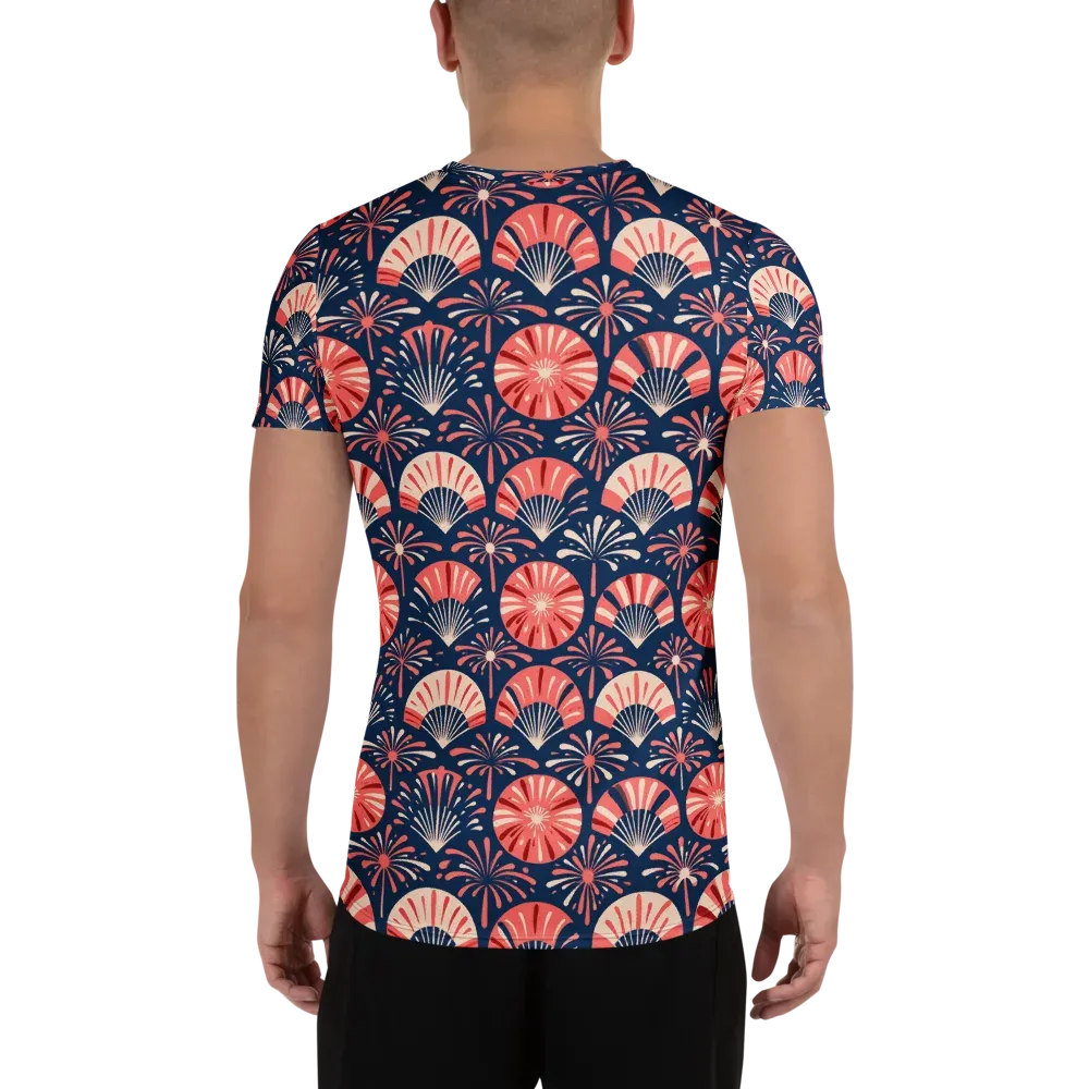 Navy Bloom Parade on Men's Athletic T-Shirt — Back