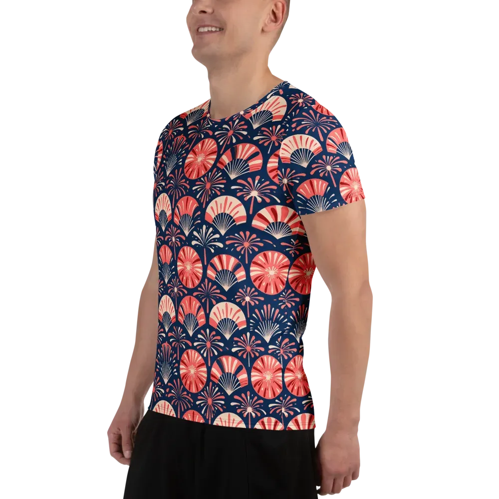 Navy Bloom Parade on Men's Athletic T-Shirt — Left