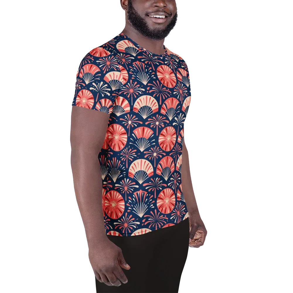 Navy Bloom Parade on Men's Athletic T-Shirt — Right