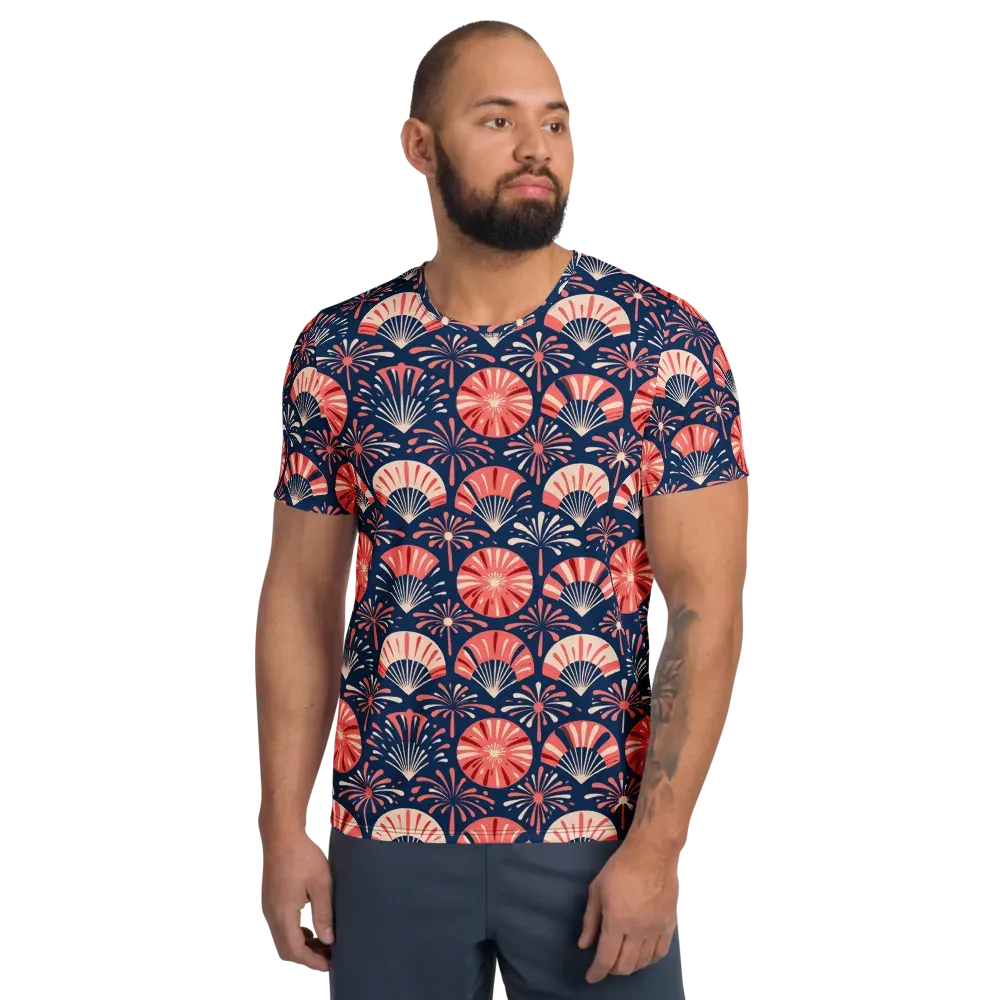 Navy Bloom Parade on Men's Athletic T-Shirt — Front