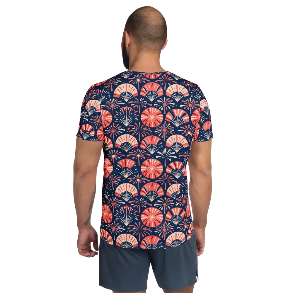Navy Bloom Parade on Men's Athletic T-Shirt — Back