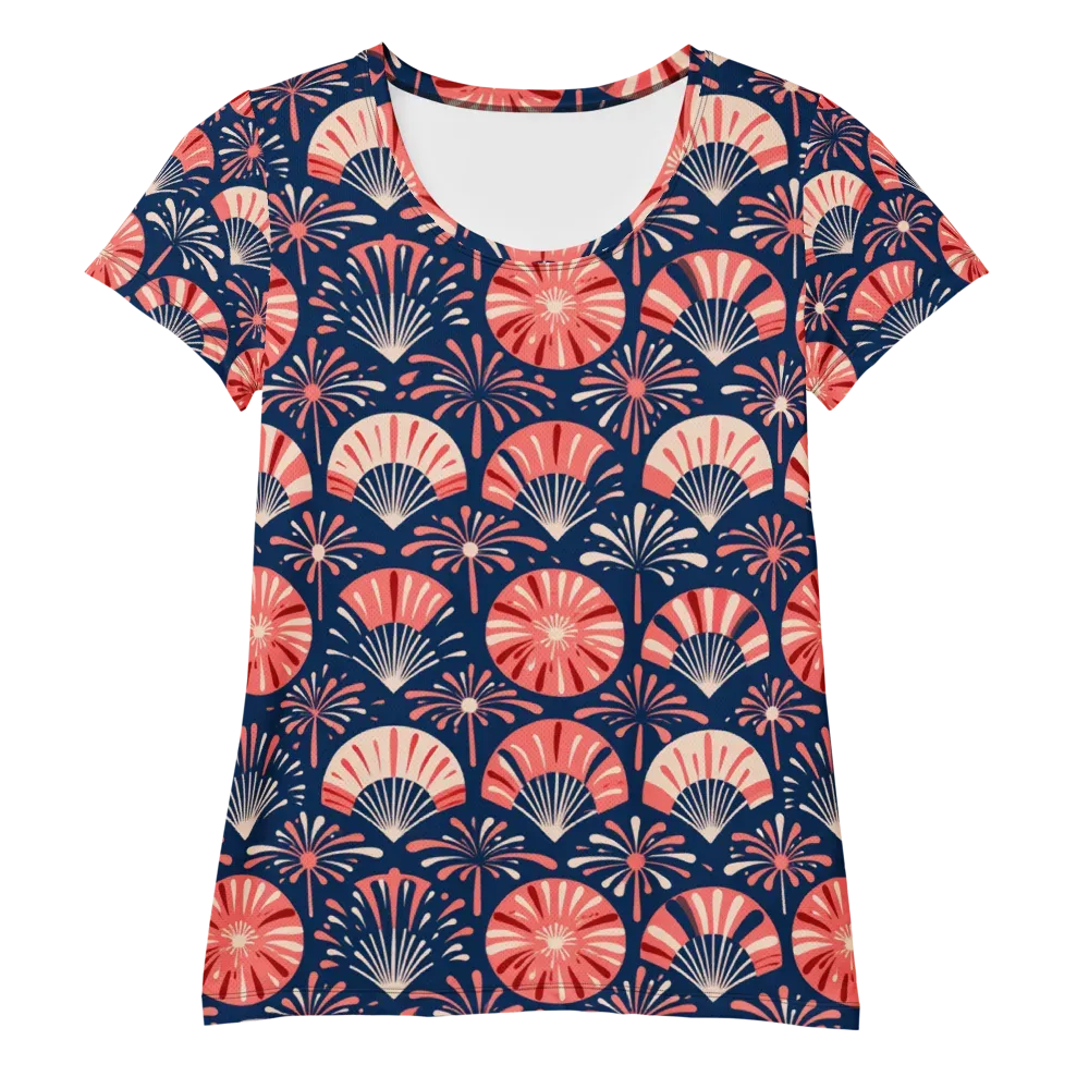 Navy Bloom Parade on Women's Athletic T-Shirt — Front