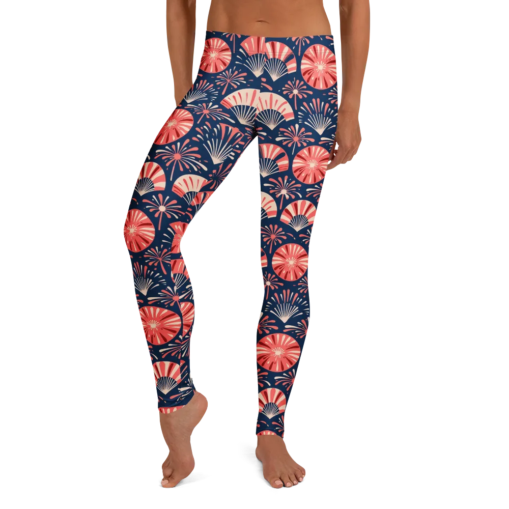 Navy Bloom Parade on Leggings — Front