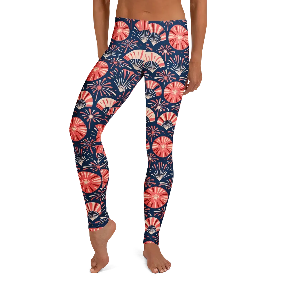 Navy Bloom Parade on Leggings — Front