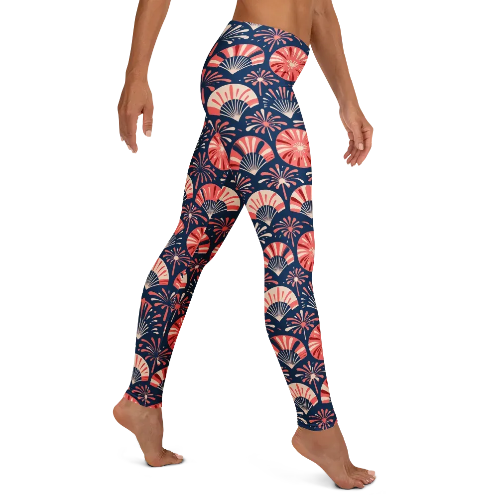 Navy Bloom Parade on Leggings — Right