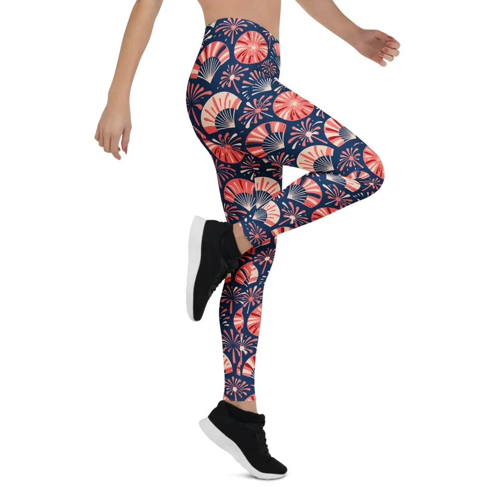 Navy Bloom Parade on Leggings — Right