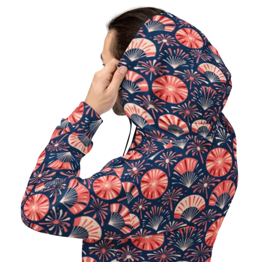 Navy Bloom Parade Hoodie on model