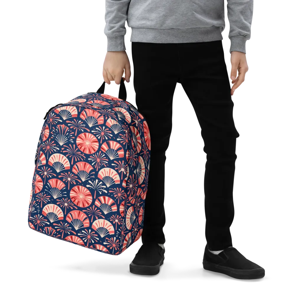 Navy Bloom Parade on Minimalist Backpack — Zoomed-in