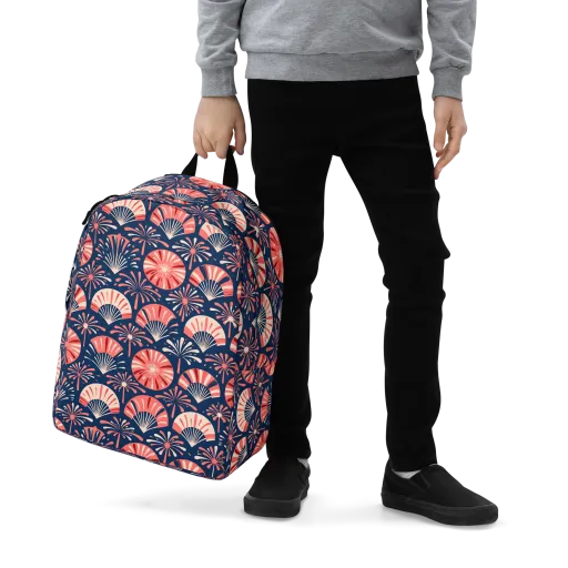 Navy Bloom Parade on a Minimalist Backpack