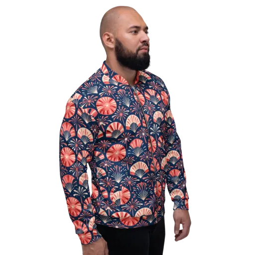 Navy Bloom Parade on a Bomber Jacket