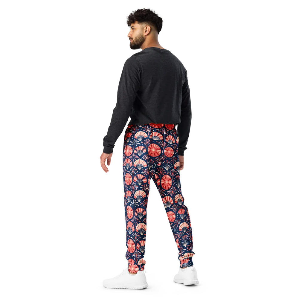 Navy Bloom Parade on Men's Joggers — Back