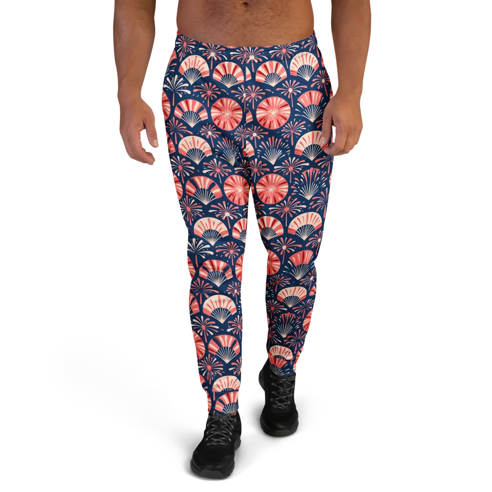 Navy Bloom Parade on Men's Joggers — Front