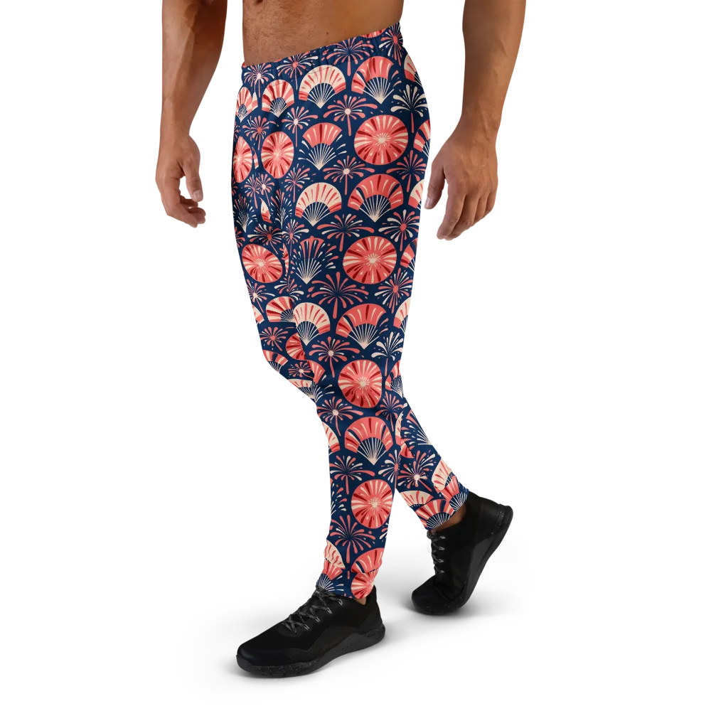 Navy Bloom Parade on Men's Joggers — Left