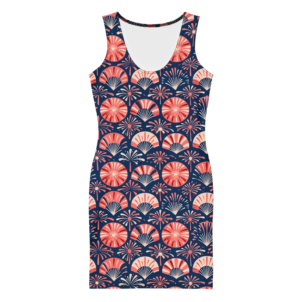 Navy Bloom Parade on Bodycon Dress — Front