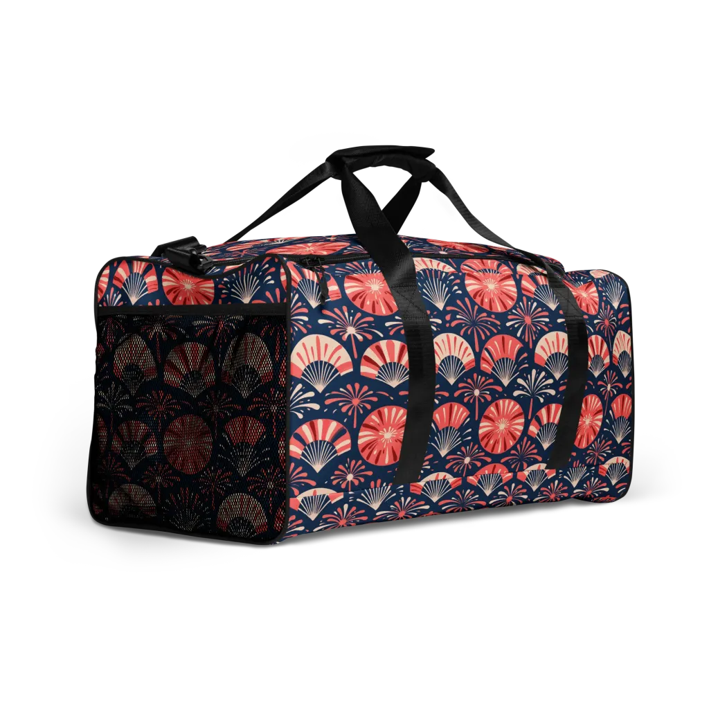 Navy Bloom Parade on Duffle Bag — Right Front