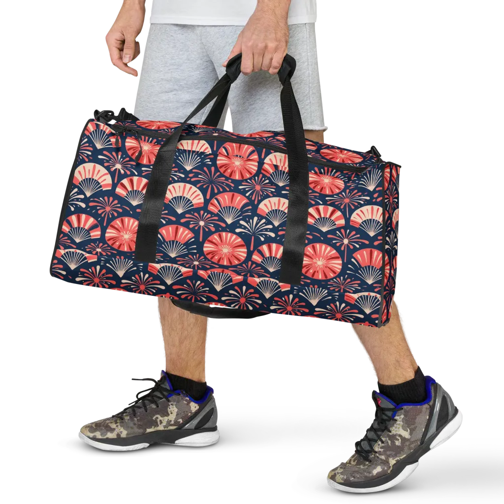 Navy Bloom Parade on Duffle Bag — Front