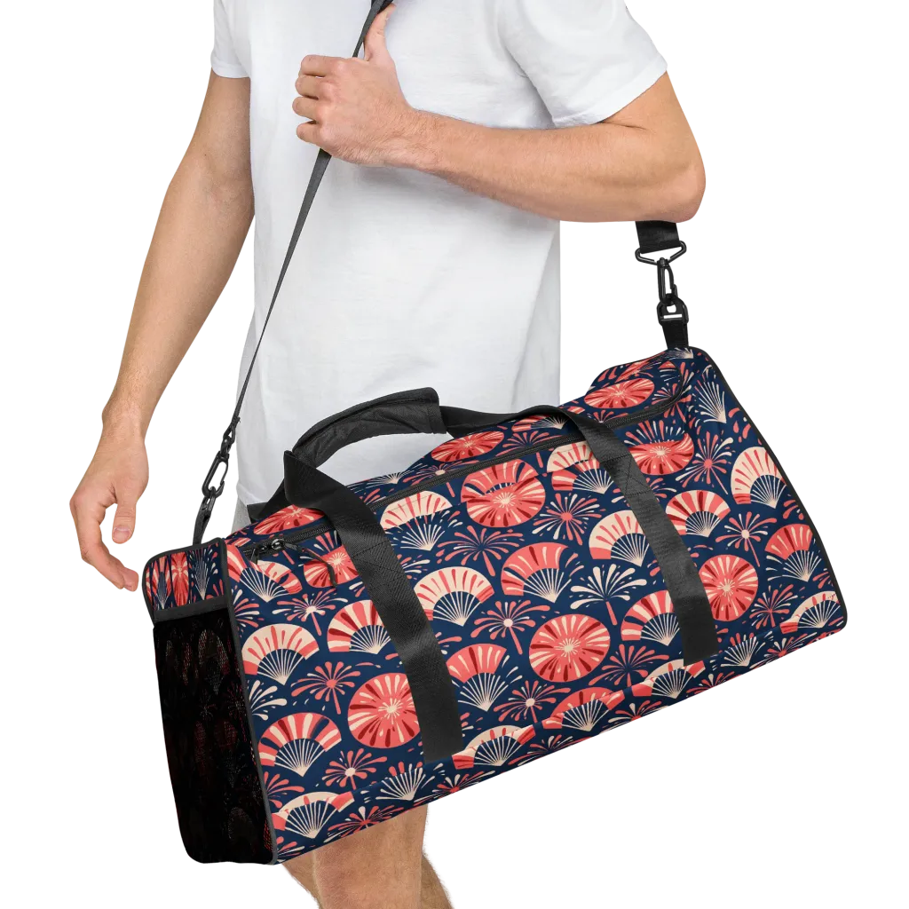 Navy Bloom Parade on Duffle Bag — Right Front