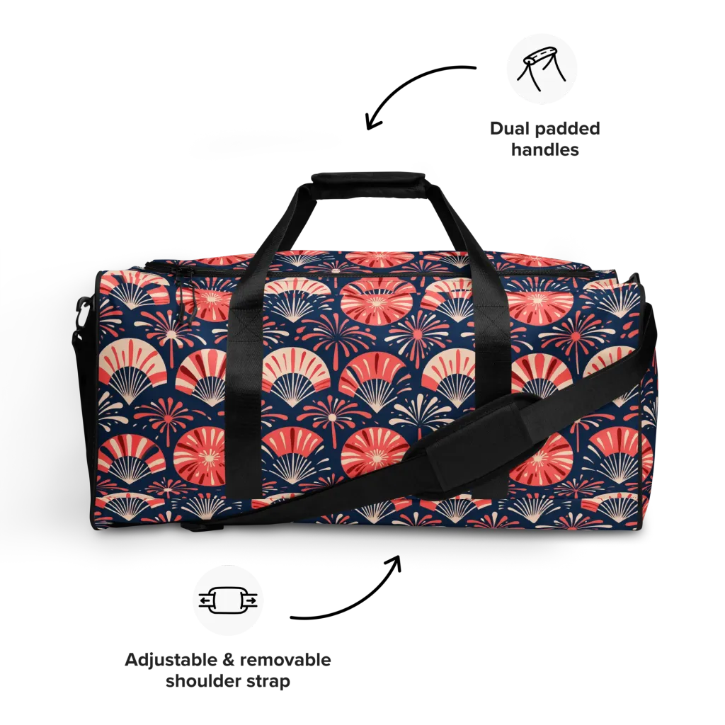 Navy Bloom Parade on Duffle Bag — Front