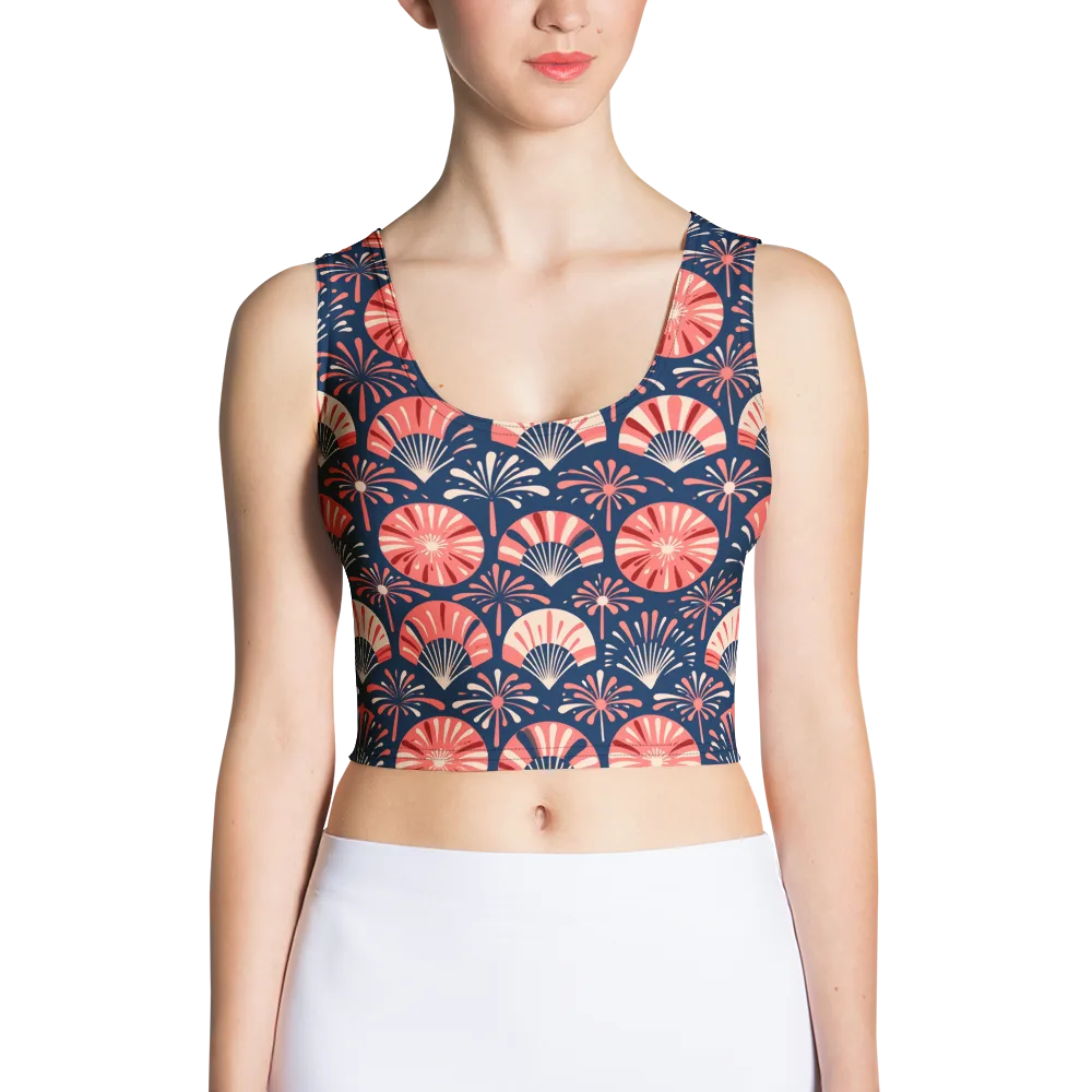 Navy Bloom Parade on Crop Top — Front