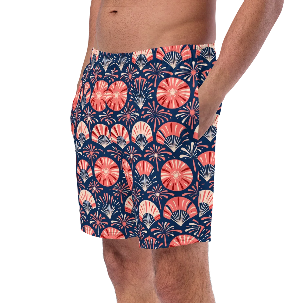 Navy Bloom Parade on Swim Trunks — Left Front