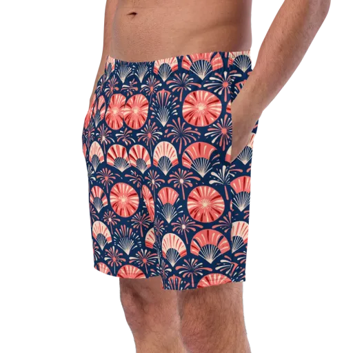 Navy Bloom Parade on a Swim Trunks