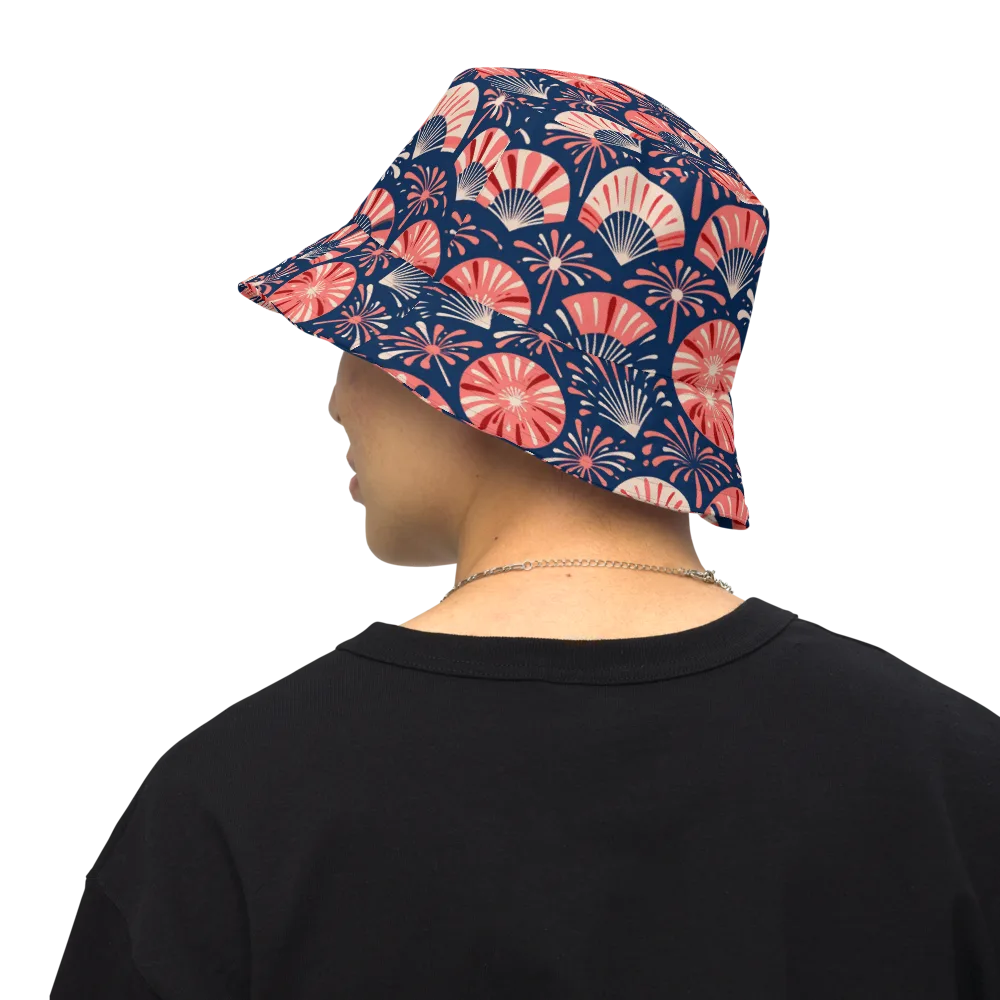 Navy Bloom Parade on Reversible Bucket Hat — Back Inside