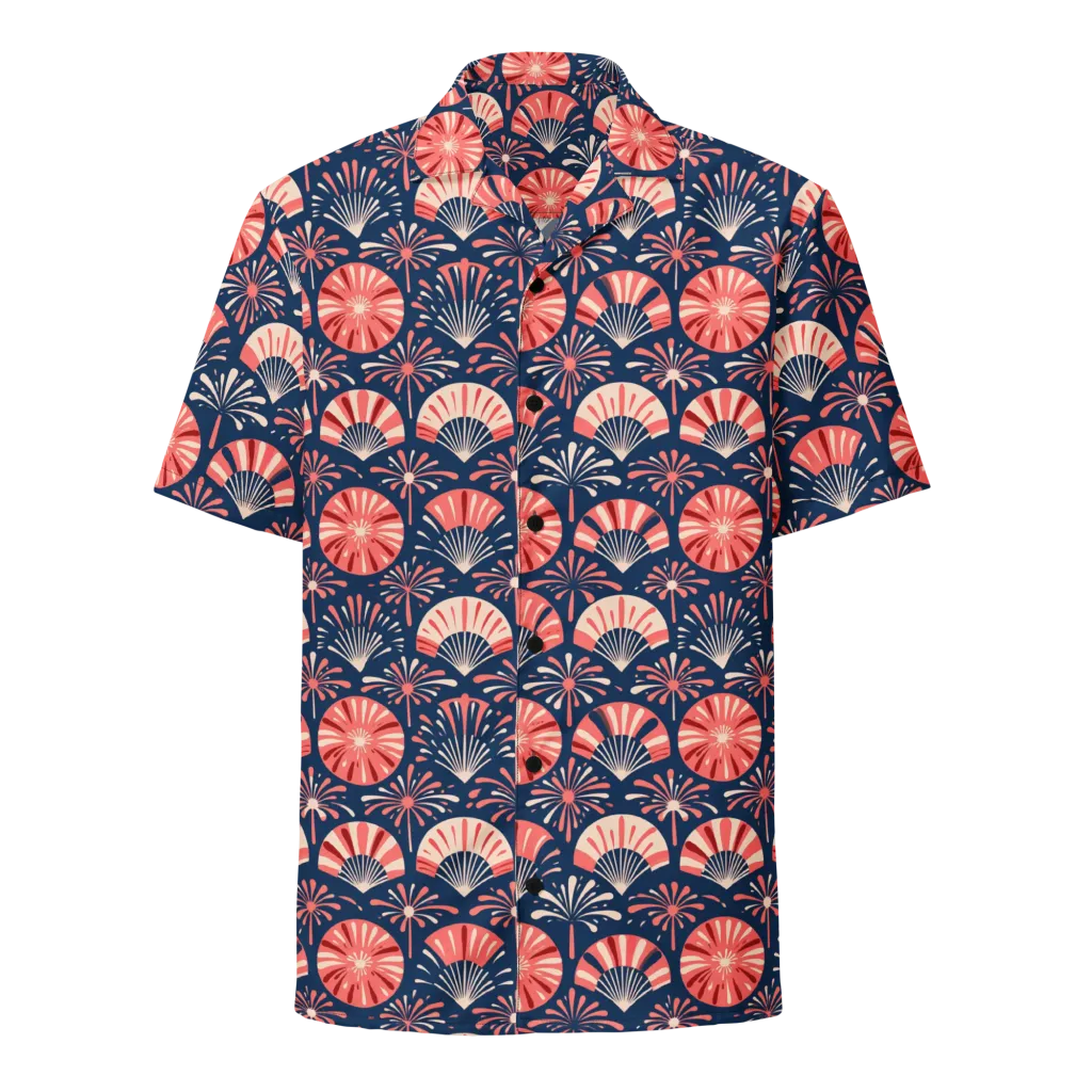 Navy Bloom Parade on Button Shirt — Front