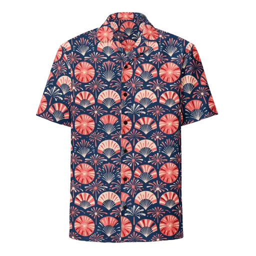 Navy Bloom Parade on a Button Shirt
