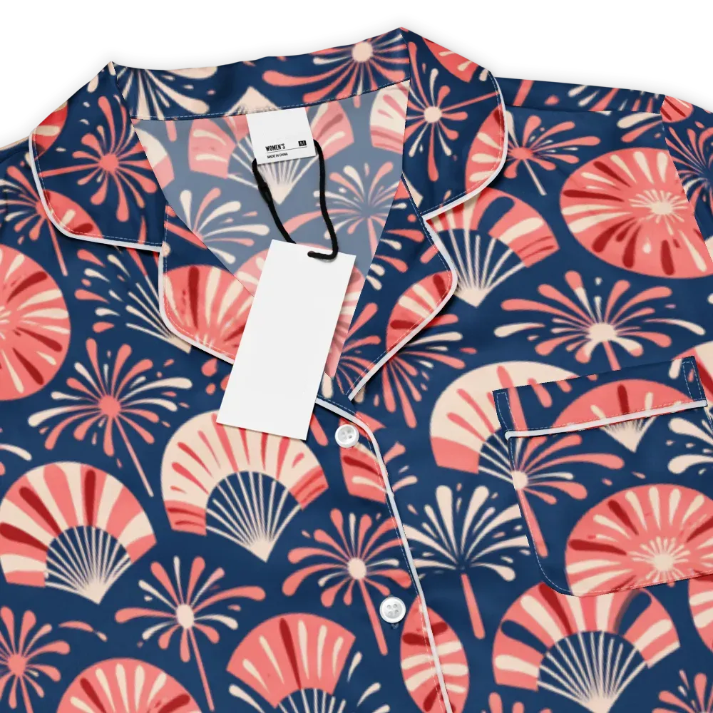 Navy Bloom Parade on Women's Short Sleeve Pajama Top — Product details