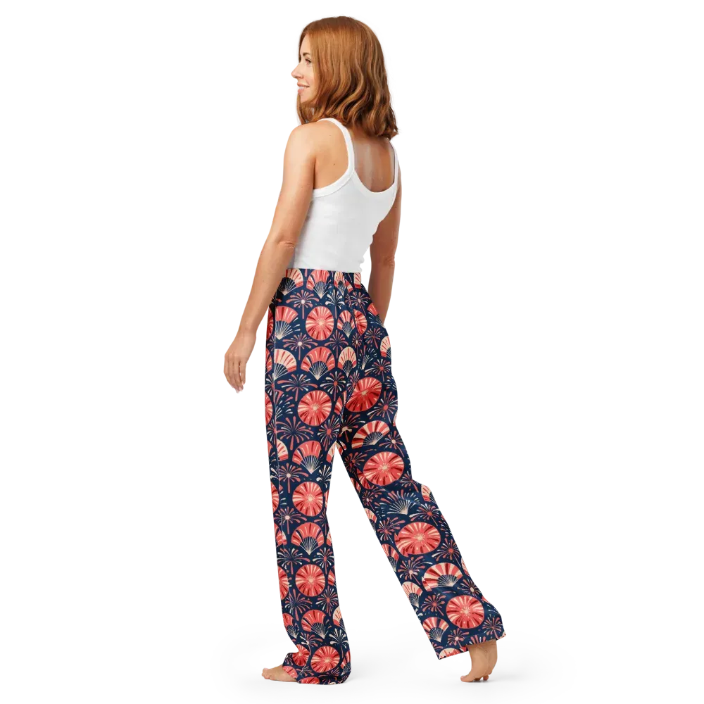 Navy Bloom Parade on Women's Pajama Pants — Back