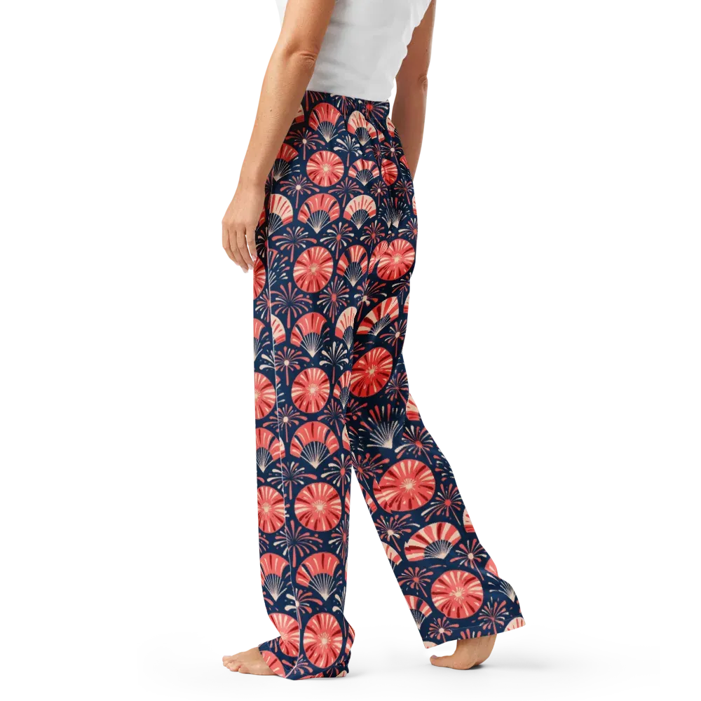 Navy Bloom Parade on Women's Pajama Pants — Left