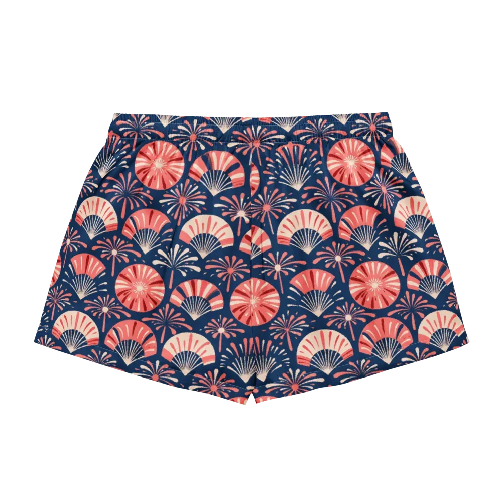 Navy Bloom Parade on Women's Pajama Shorts — Back