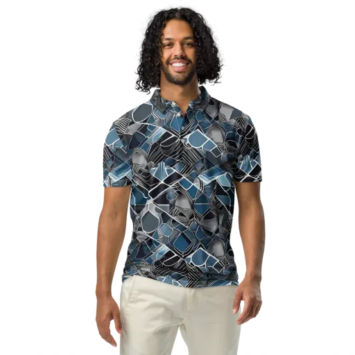Cobalt Shard on a Men's Slim Fit Polo Shirt