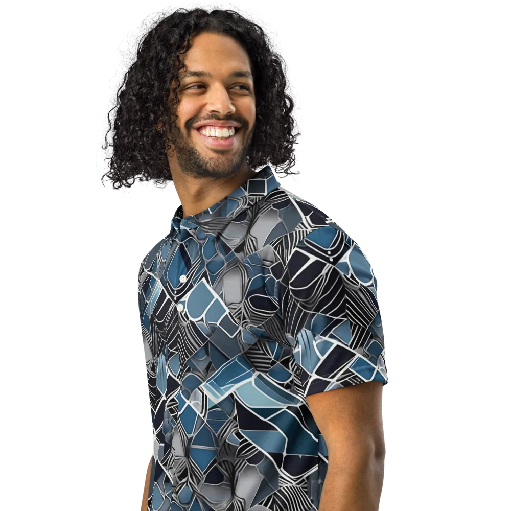 Cobalt Shard on Men's Slim Fit Polo Shirt — Left Front