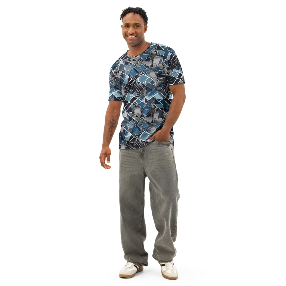 Cobalt Shard on Men's Cotton Crew Neck T-Shirt — Front