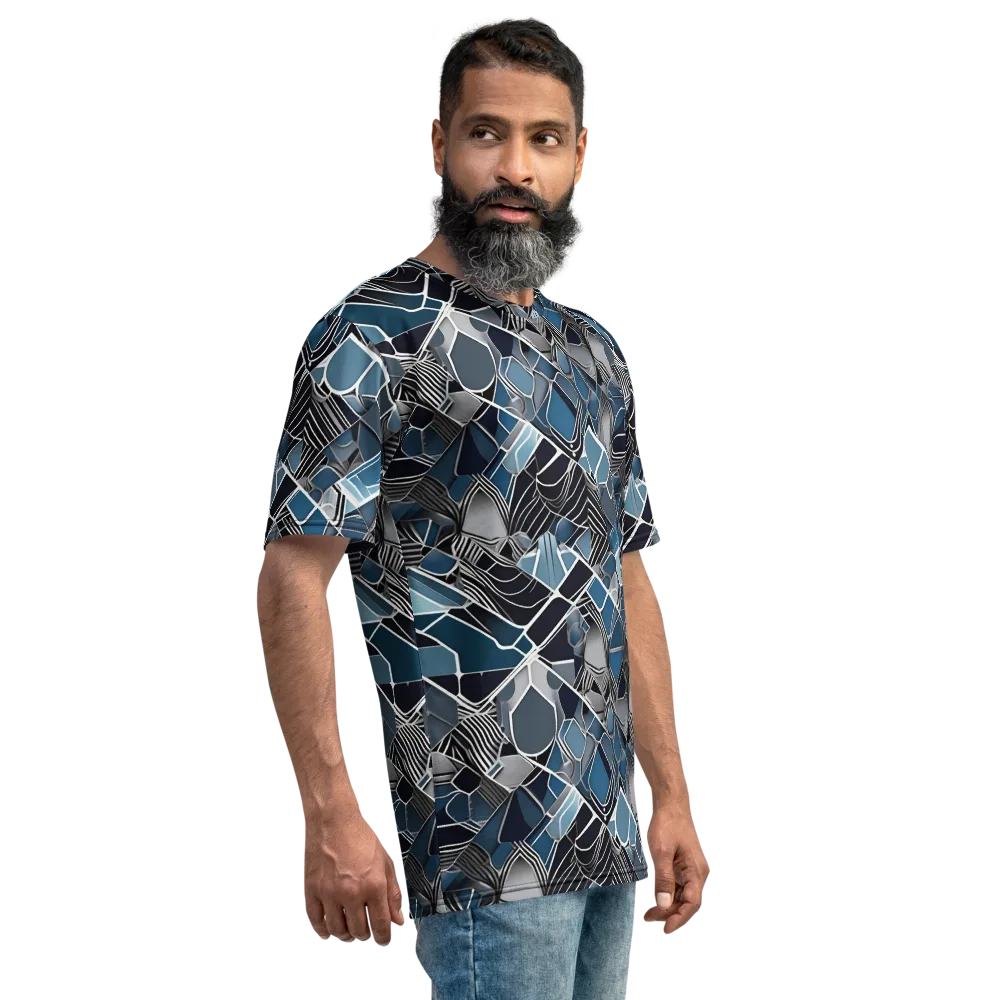 Cobalt Shard on Men's Crew Neck T-Shirt — Right