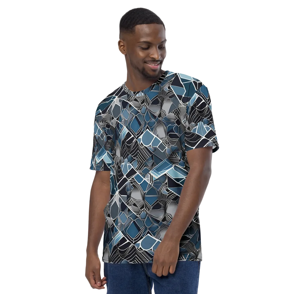 Cobalt Shard on Men's Crew Neck T-Shirt — Left