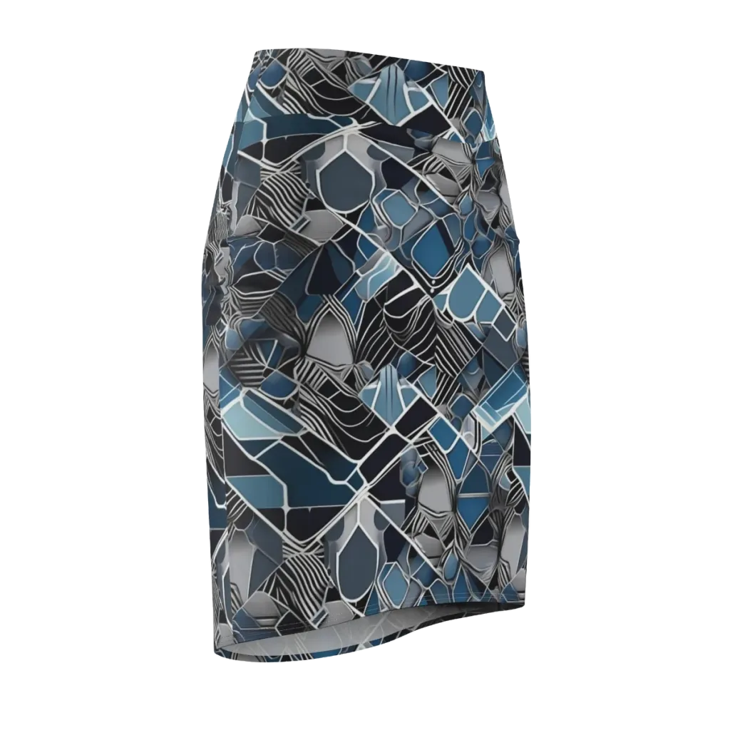 Cobalt Shard on Pencil Skirt — Front Side