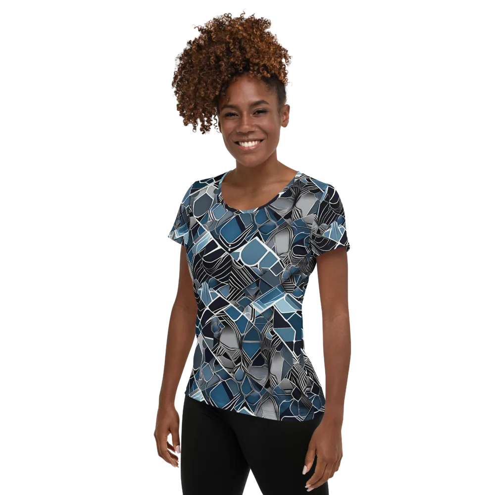 Cobalt Shard on Women's Athletic T-Shirt — Left