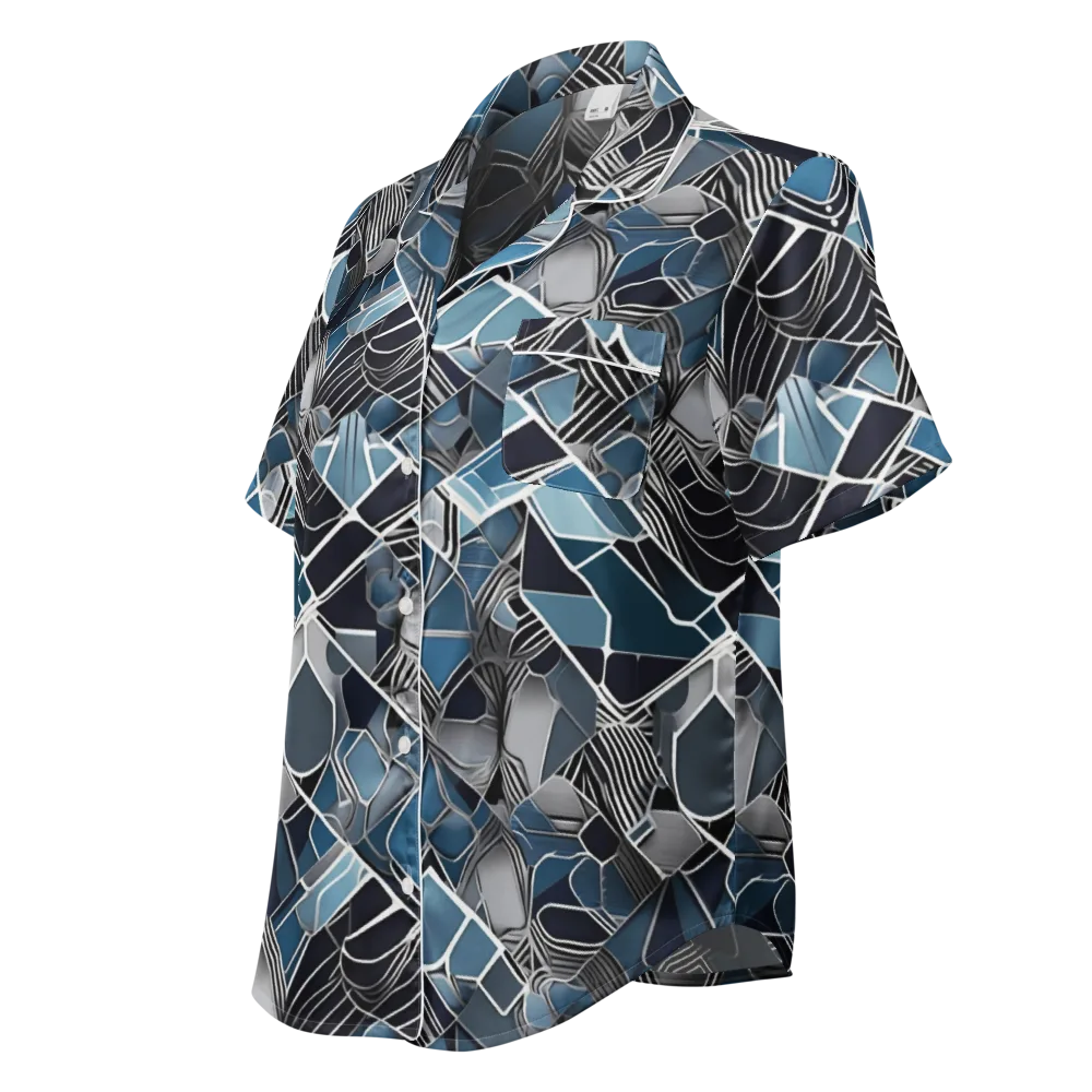 Cobalt Shard on Women's Short Sleeve Pajama Top — Left Front