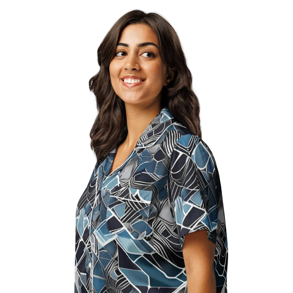 Cobalt Shard on Women's Short Sleeve Pajama Top — Left Front