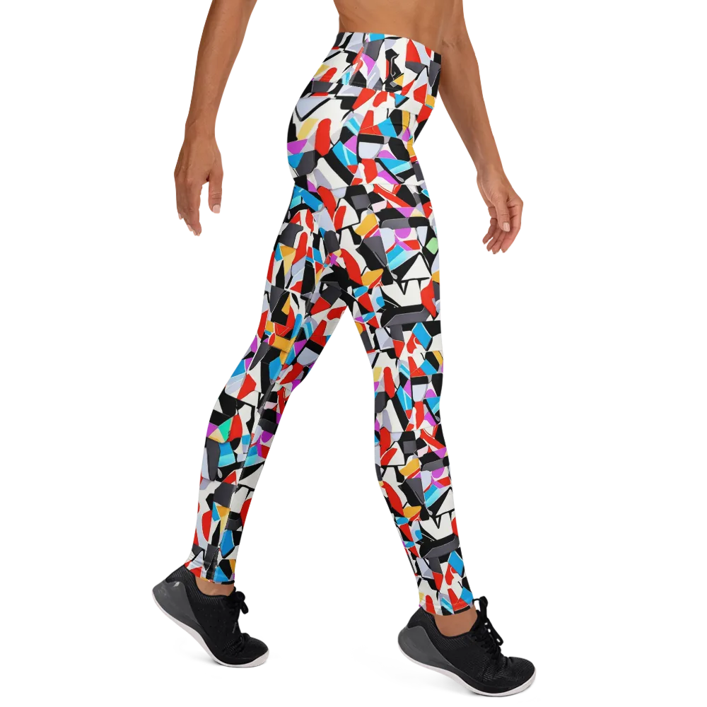 Prismatic Shuffle on Yoga Leggings — Right
