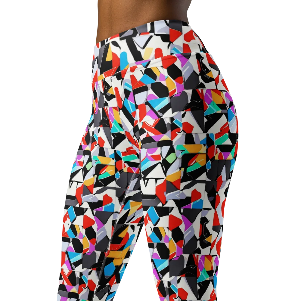 Prismatic Shuffle on Yoga Leggings — Left Front