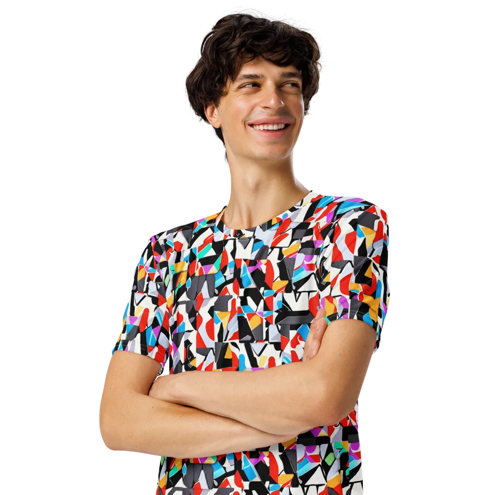 Prismatic Shuffle on Men's Crew Neck T-Shirt — Left Front