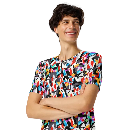 Prismatic Shuffle on a Men's Crew Neck T-Shirt