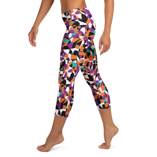 Modern Stained Glass on a Capri Leggings