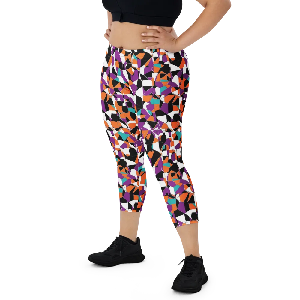 Modern Stained Glass on Capri Leggings — Front